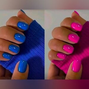 Vibrant Blue and Pink Press On Nails.